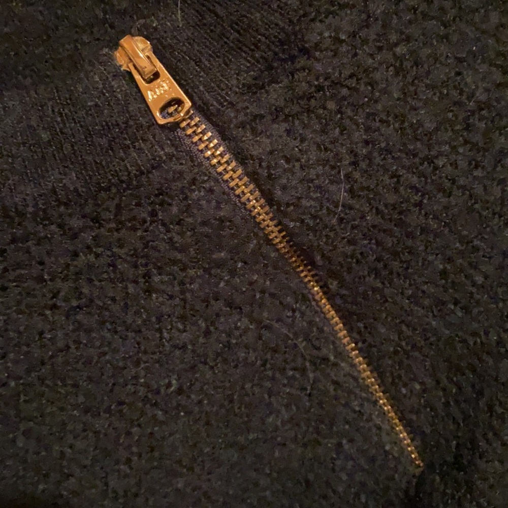 Abercrombie & Fitch Navy  Blue Zipper Neckline Chunky SweaterW/Gold Metal Logo - Picture 7 of 16